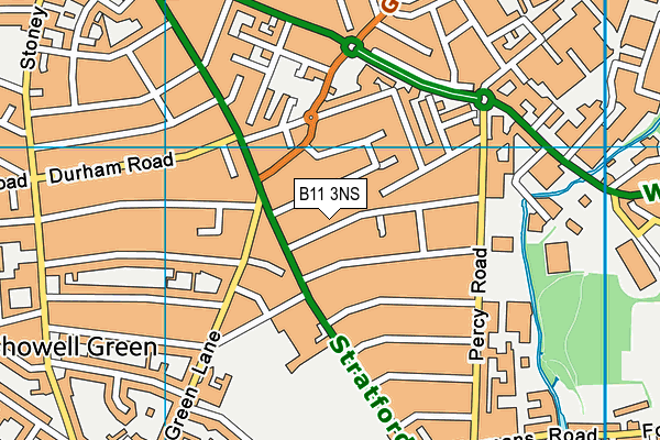 B11 3NS map - OS VectorMap District (Ordnance Survey)