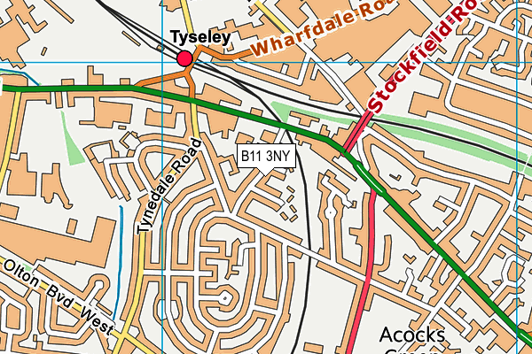 B11 3NY map - OS VectorMap District (Ordnance Survey)