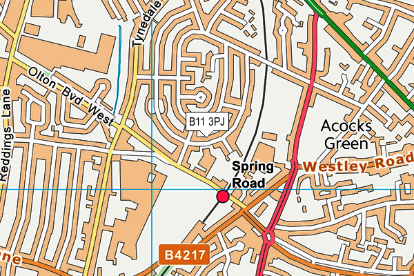 Yarnfield Primary School map (B11 3PJ) - OS VectorMap District (Ordnance Survey)