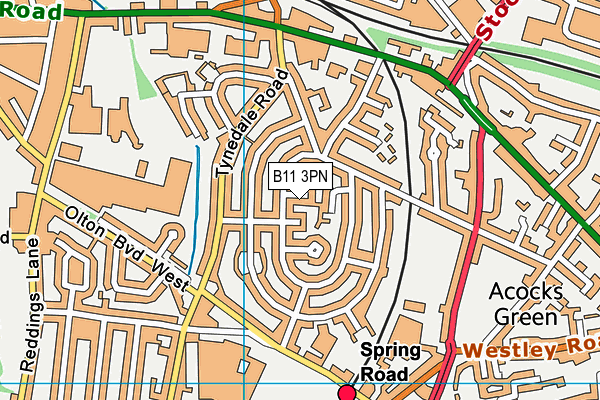 B11 3PN map - OS VectorMap District (Ordnance Survey)