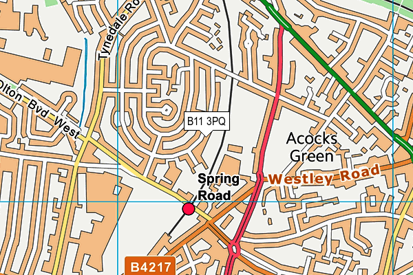 B11 3PQ map - OS VectorMap District (Ordnance Survey)