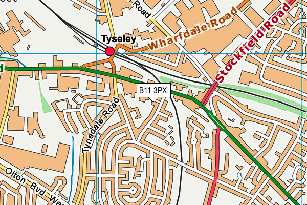 B11 3PX map - OS VectorMap District (Ordnance Survey)