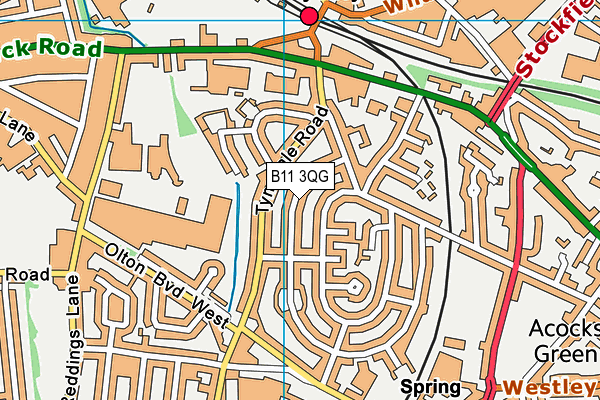 B11 3QG map - OS VectorMap District (Ordnance Survey)