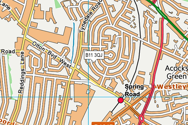 B11 3QJ map - OS VectorMap District (Ordnance Survey)
