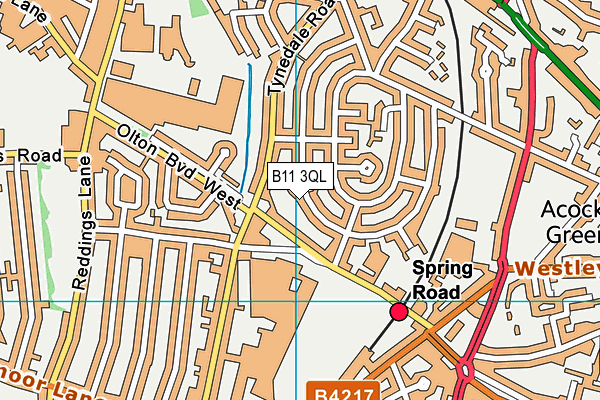 B11 3QL map - OS VectorMap District (Ordnance Survey)