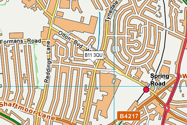 B11 3QU map - OS VectorMap District (Ordnance Survey)