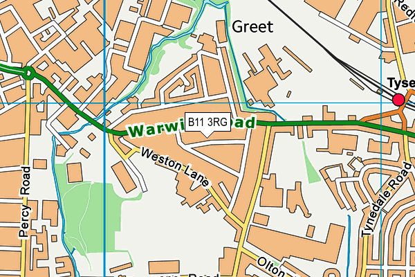 B11 3RG map - OS VectorMap District (Ordnance Survey)