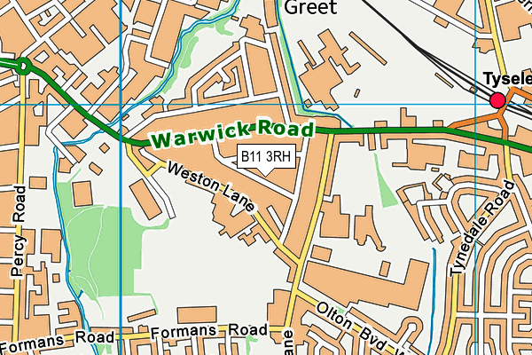 B11 3RH map - OS VectorMap District (Ordnance Survey)