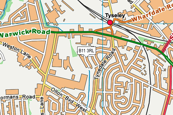 B11 3RL map - OS VectorMap District (Ordnance Survey)