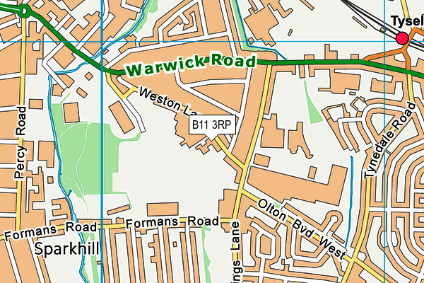 B11 3RP map - OS VectorMap District (Ordnance Survey)