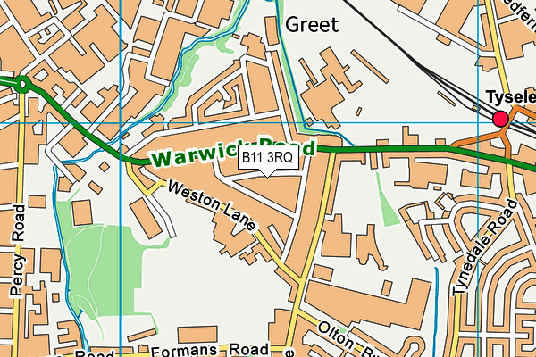 B11 3RQ map - OS VectorMap District (Ordnance Survey)