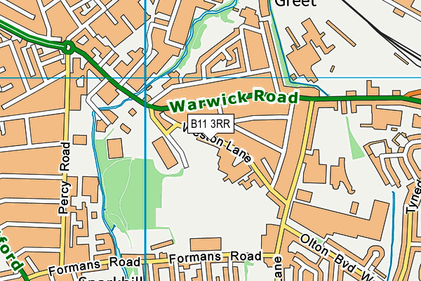 B11 3RR map - OS VectorMap District (Ordnance Survey)