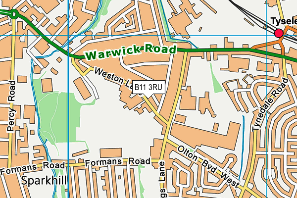 B11 3RU map - OS VectorMap District (Ordnance Survey)