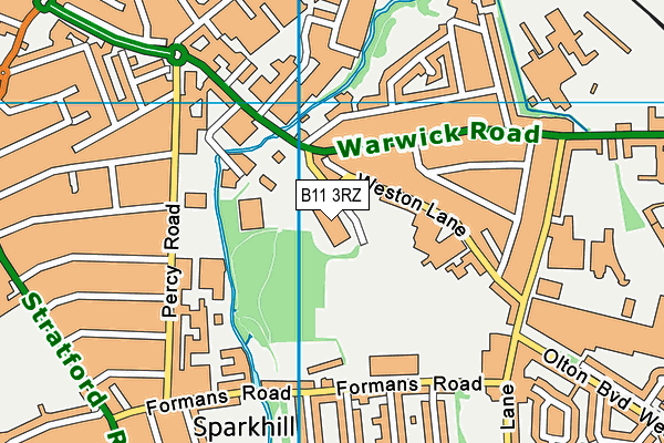 B11 3RZ map - OS VectorMap District (Ordnance Survey)