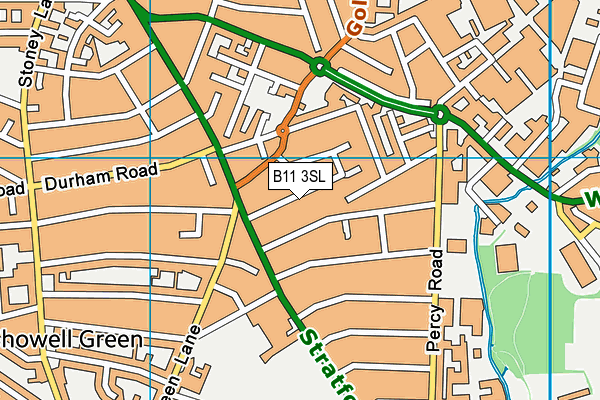 B11 3SL map - OS VectorMap District (Ordnance Survey)