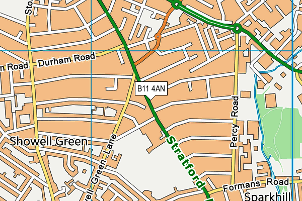 B11 4AN map - OS VectorMap District (Ordnance Survey)