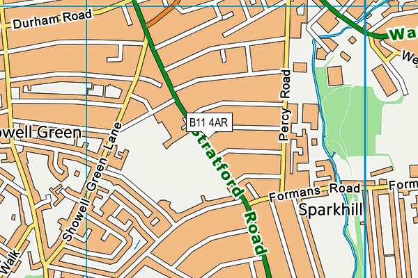 B11 4AR map - OS VectorMap District (Ordnance Survey)