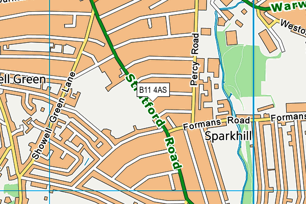 B11 4AS map - OS VectorMap District (Ordnance Survey)