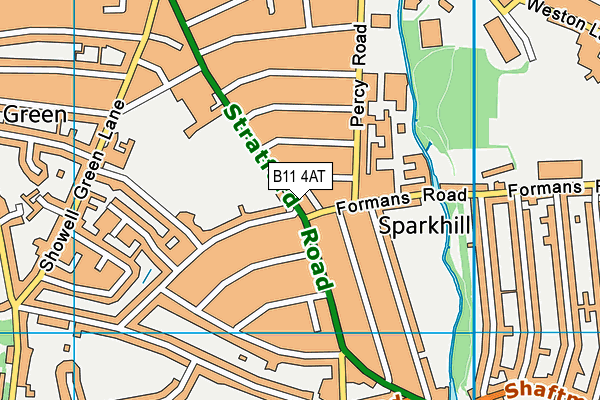 B11 4AT map - OS VectorMap District (Ordnance Survey)