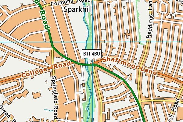 B11 4BU map - OS VectorMap District (Ordnance Survey)