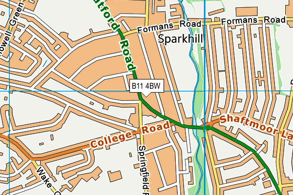 B11 4BW map - OS VectorMap District (Ordnance Survey)