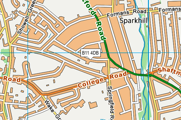 B11 4DB map - OS VectorMap District (Ordnance Survey)