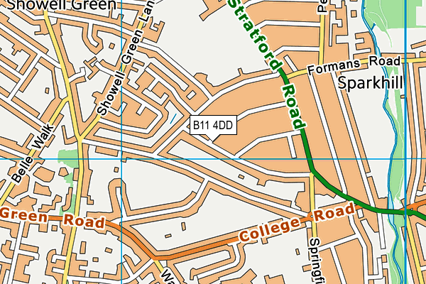 B11 4DD map - OS VectorMap District (Ordnance Survey)