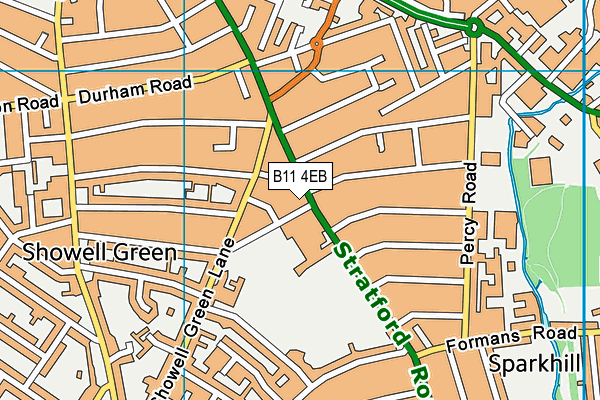 B11 4EB map - OS VectorMap District (Ordnance Survey)