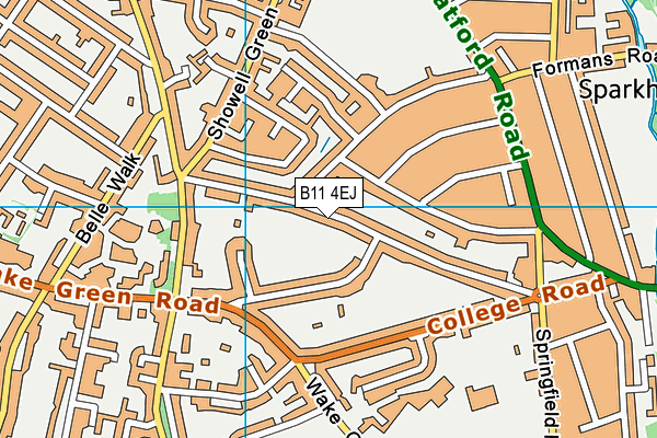 B11 4EJ map - OS VectorMap District (Ordnance Survey)