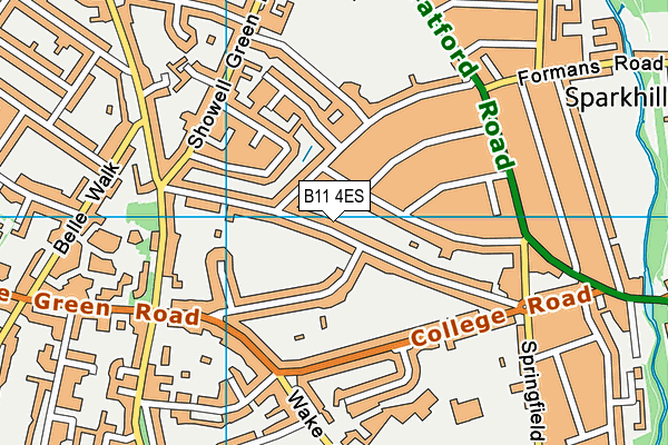 B11 4ES map - OS VectorMap District (Ordnance Survey)