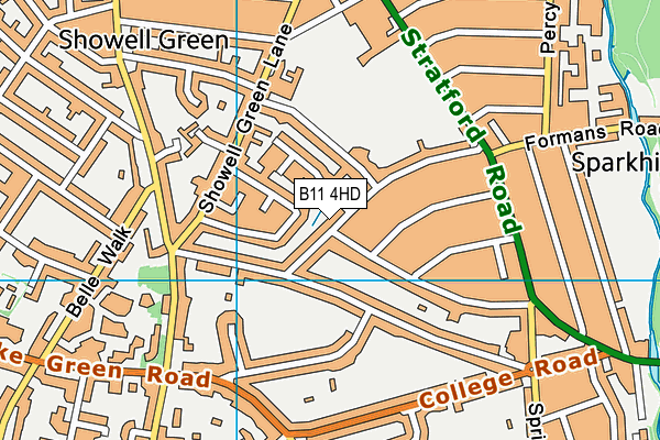 B11 4HD map - OS VectorMap District (Ordnance Survey)