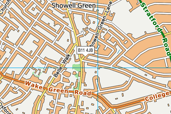 B11 4JB map - OS VectorMap District (Ordnance Survey)