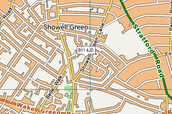 B11 4JD map - OS VectorMap District (Ordnance Survey)