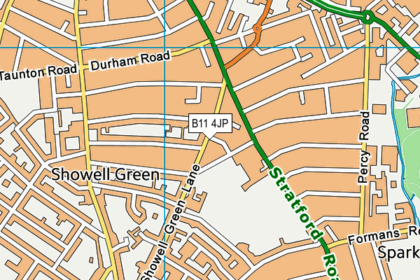 B11 4JP map - OS VectorMap District (Ordnance Survey)