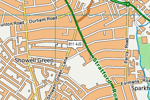 B11 4JS map - OS VectorMap District (Ordnance Survey)