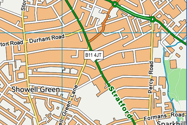 B11 4JT map - OS VectorMap District (Ordnance Survey)