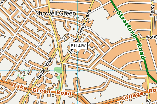 B11 4JW map - OS VectorMap District (Ordnance Survey)