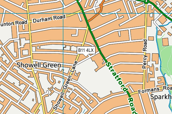 Court Road Health And Fitness (Closed) map (B11 4LX) - OS VectorMap District (Ordnance Survey)