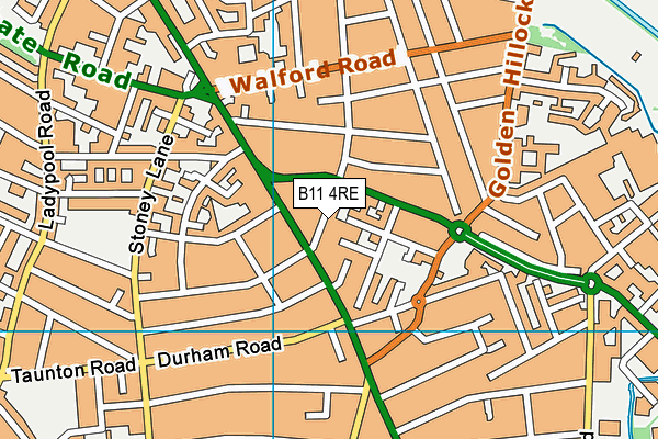 B11 4RE map - OS VectorMap District (Ordnance Survey)