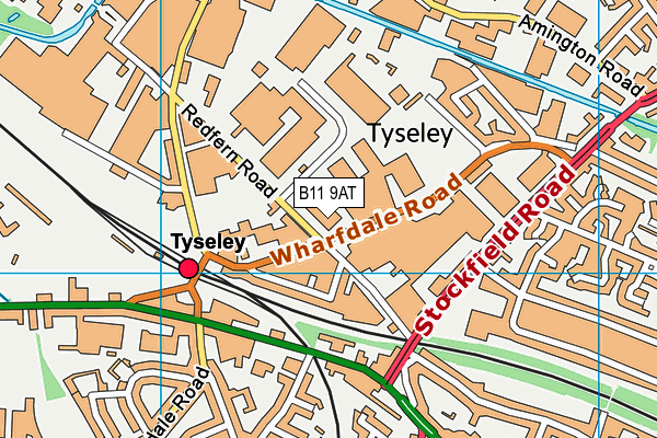 B11 9AT map - OS VectorMap District (Ordnance Survey)