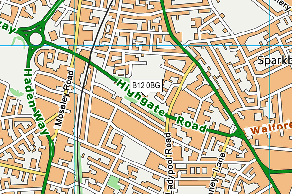 B12 0BG map - OS VectorMap District (Ordnance Survey)