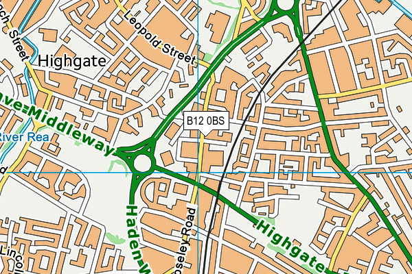 B12 0BS map - OS VectorMap District (Ordnance Survey)