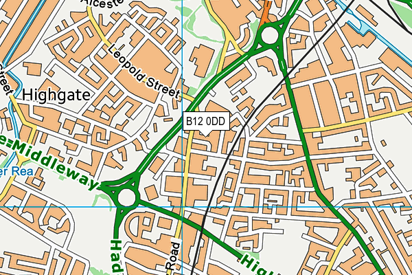 B12 0DD map - OS VectorMap District (Ordnance Survey)