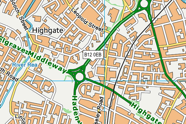 B12 0EB map - OS VectorMap District (Ordnance Survey)