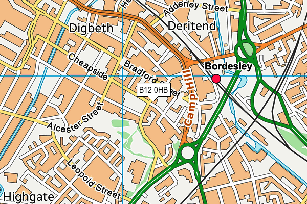 B12 0HB map - OS VectorMap District (Ordnance Survey)