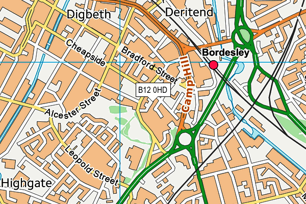 B12 0HD map - OS VectorMap District (Ordnance Survey)