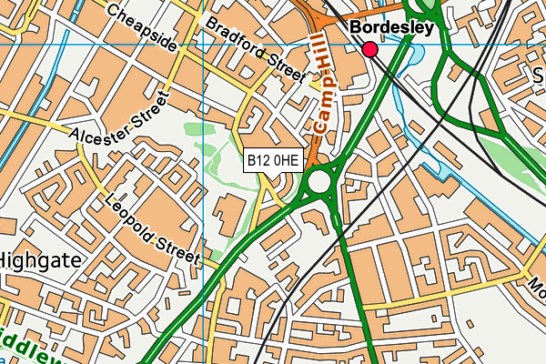 B12 0HE map - OS VectorMap District (Ordnance Survey)