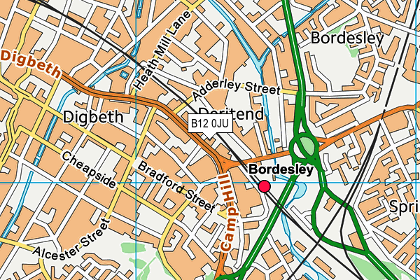 B12 0JU map - OS VectorMap District (Ordnance Survey)