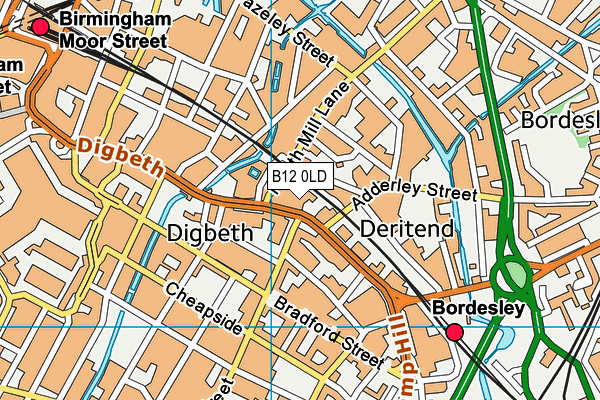 B12 0LD map - OS VectorMap District (Ordnance Survey)