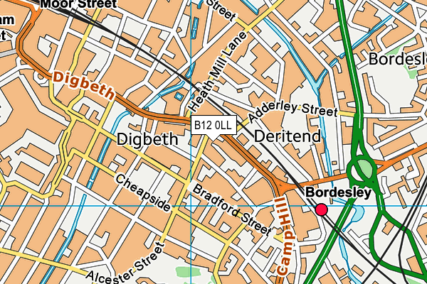 B12 0LL map - OS VectorMap District (Ordnance Survey)